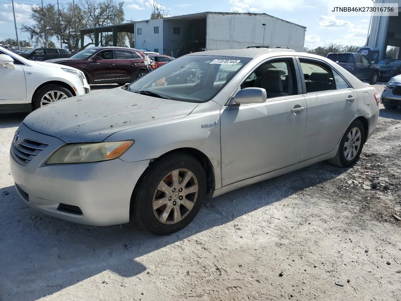 2007 Toyota Camry Hybrid VIN: JTNBB46K273016756 Lot: 77378744