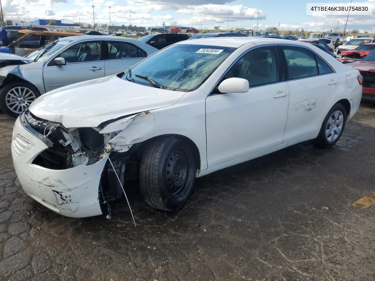 2008 Toyota Camry Ce VIN: 4T1BE46K38U754830 Lot: 75242034