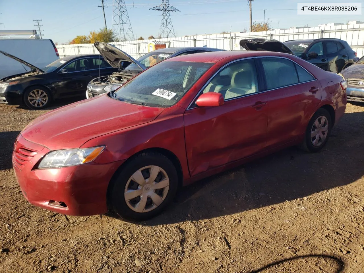 2008 Toyota Camry Ce VIN: 4T4BE46KX8R038206 Lot: 76986764