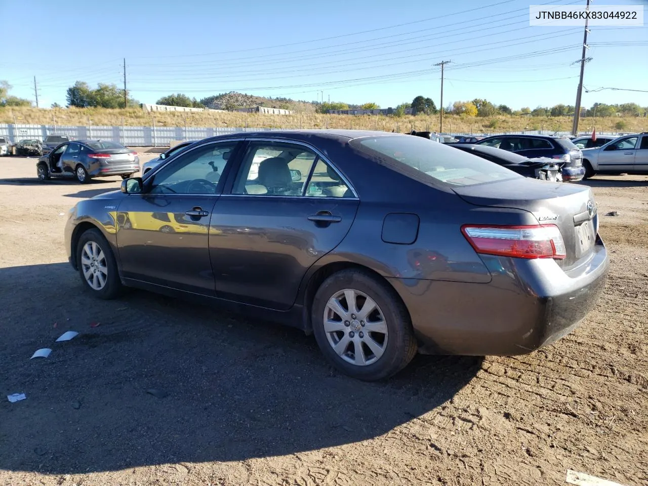 2008 Toyota Camry Hybrid VIN: JTNBB46KX83044922 Lot: 77207244