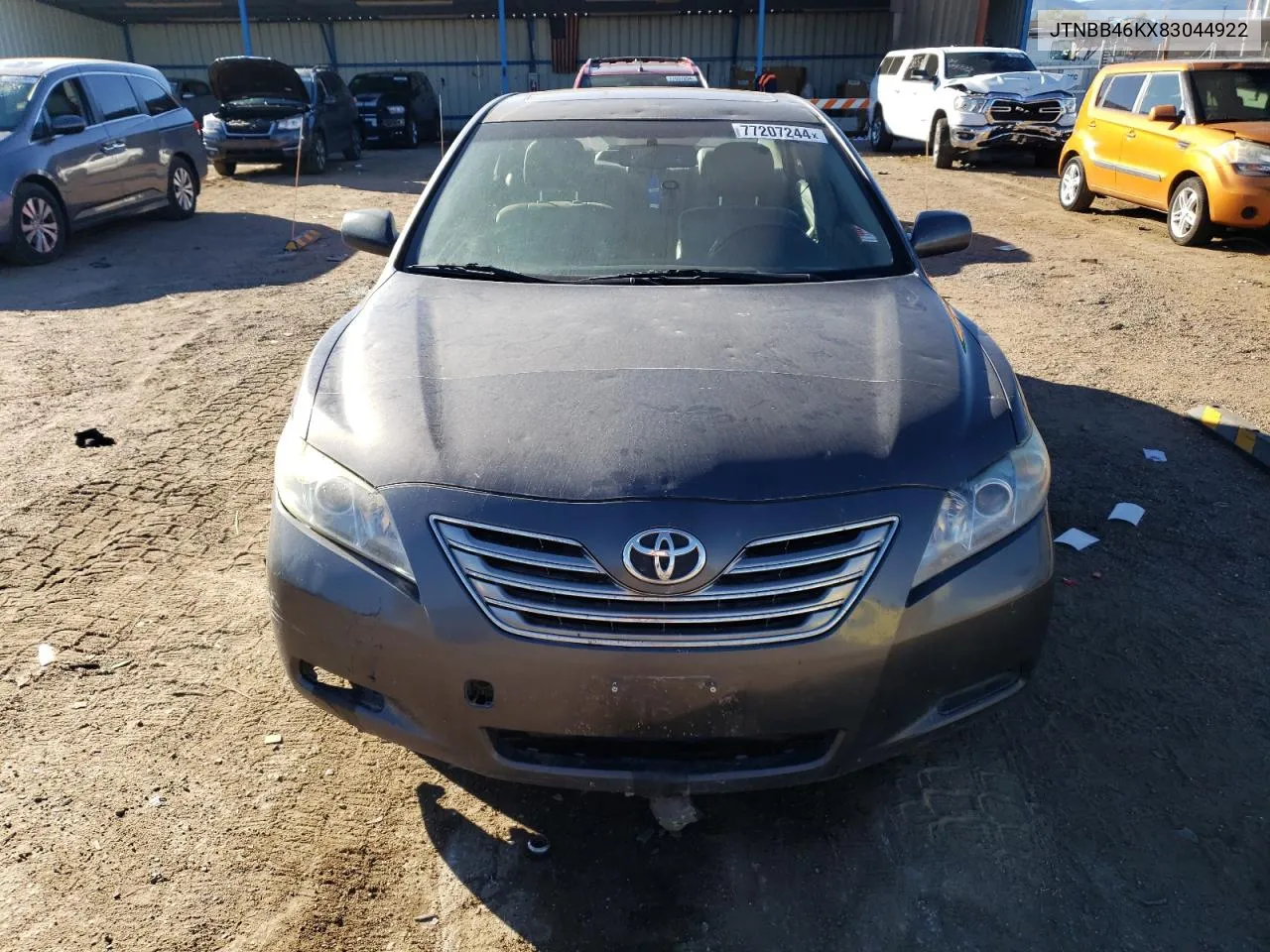 2008 Toyota Camry Hybrid VIN: JTNBB46KX83044922 Lot: 77207244