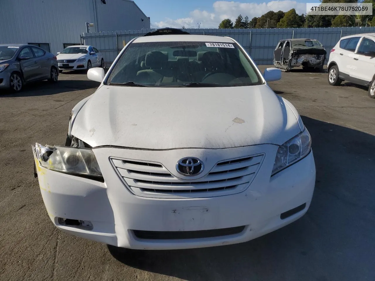 2008 Toyota Camry Ce VIN: 4T1BE46K78U752059 Lot: 78181514