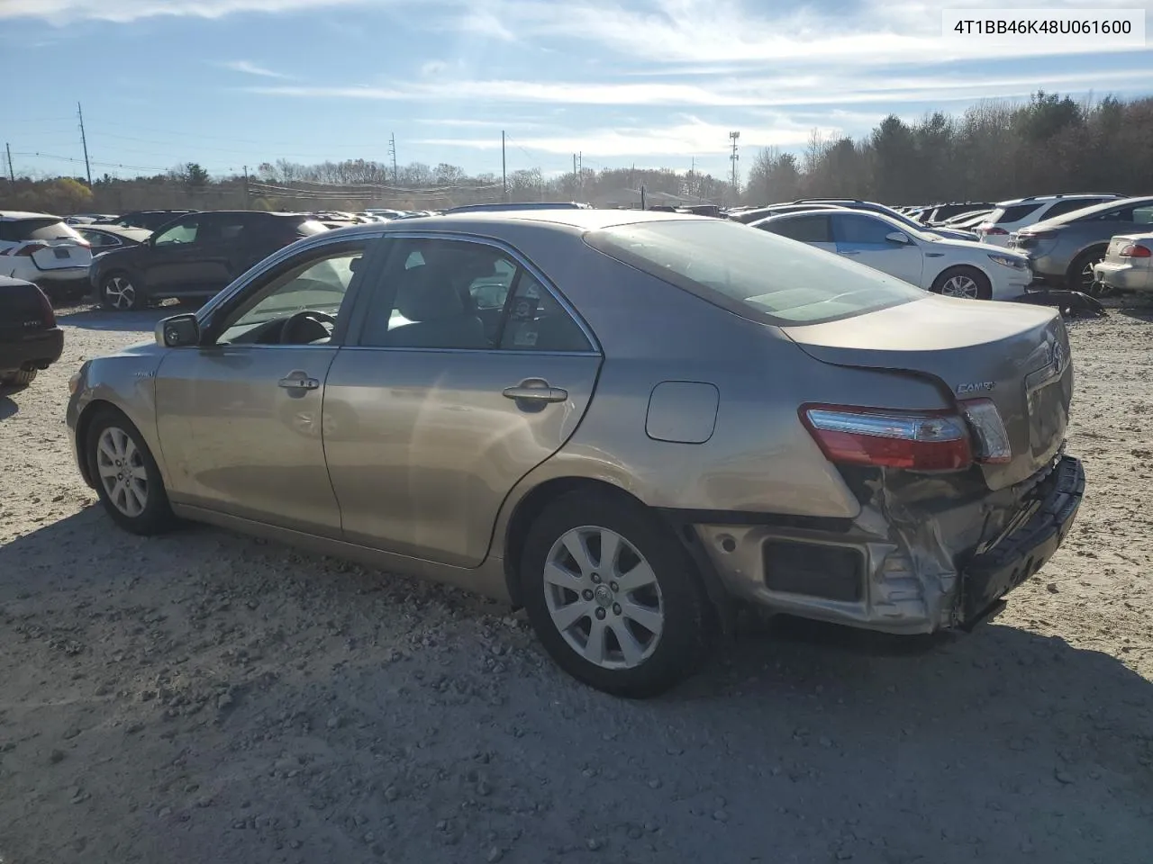 2008 Toyota Camry Hybrid VIN: 4T1BB46K48U061600 Lot: 80741434