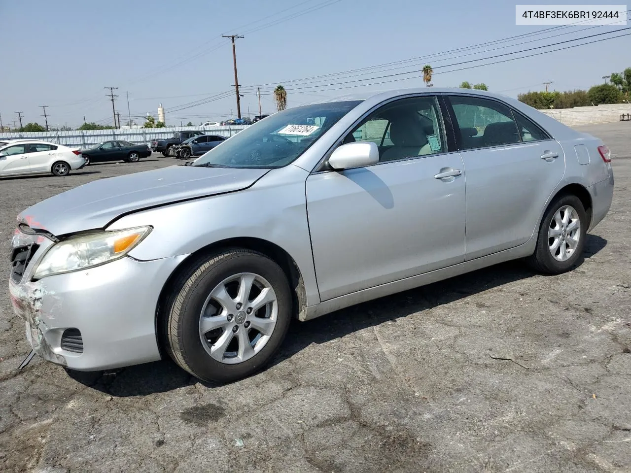 2011 Toyota Camry Base VIN: 4T4BF3EK6BR192444 Lot: 71661264