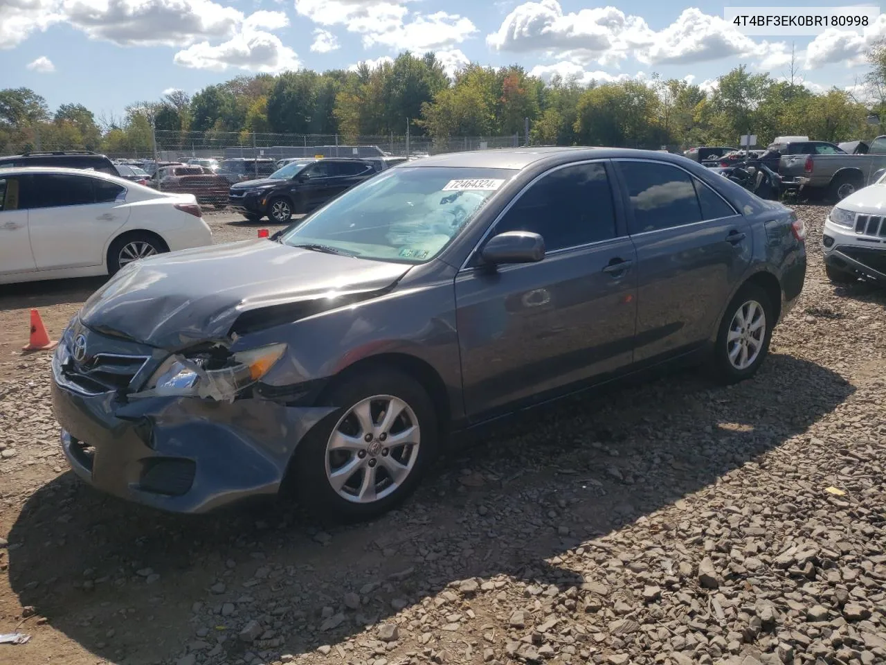 2011 Toyota Camry Base VIN: 4T4BF3EK0BR180998 Lot: 72464324