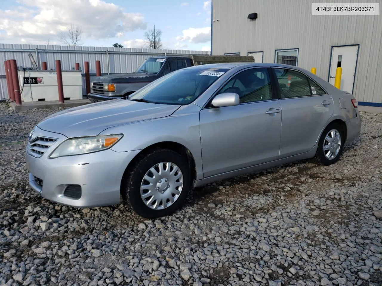 2011 Toyota Camry Base VIN: 4T4BF3EK7BR203371 Lot: 72697224