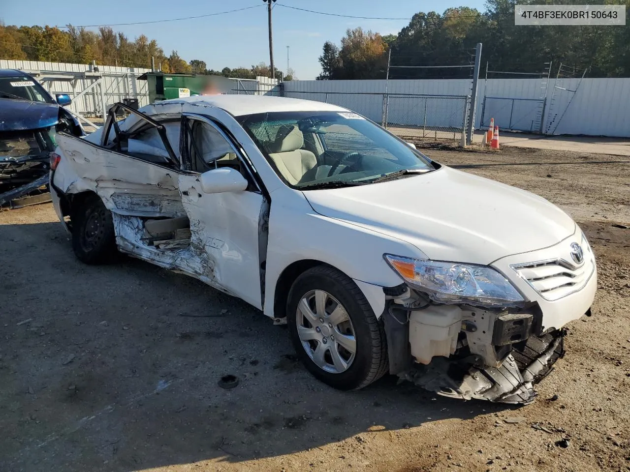 2011 Toyota Camry Base VIN: 4T4BF3EK0BR150643 Lot: 78434884