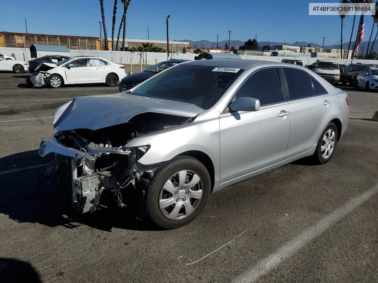 2011 Toyota Camry Base VIN: 4T4BF3EK3BR198654 Lot: 79138044