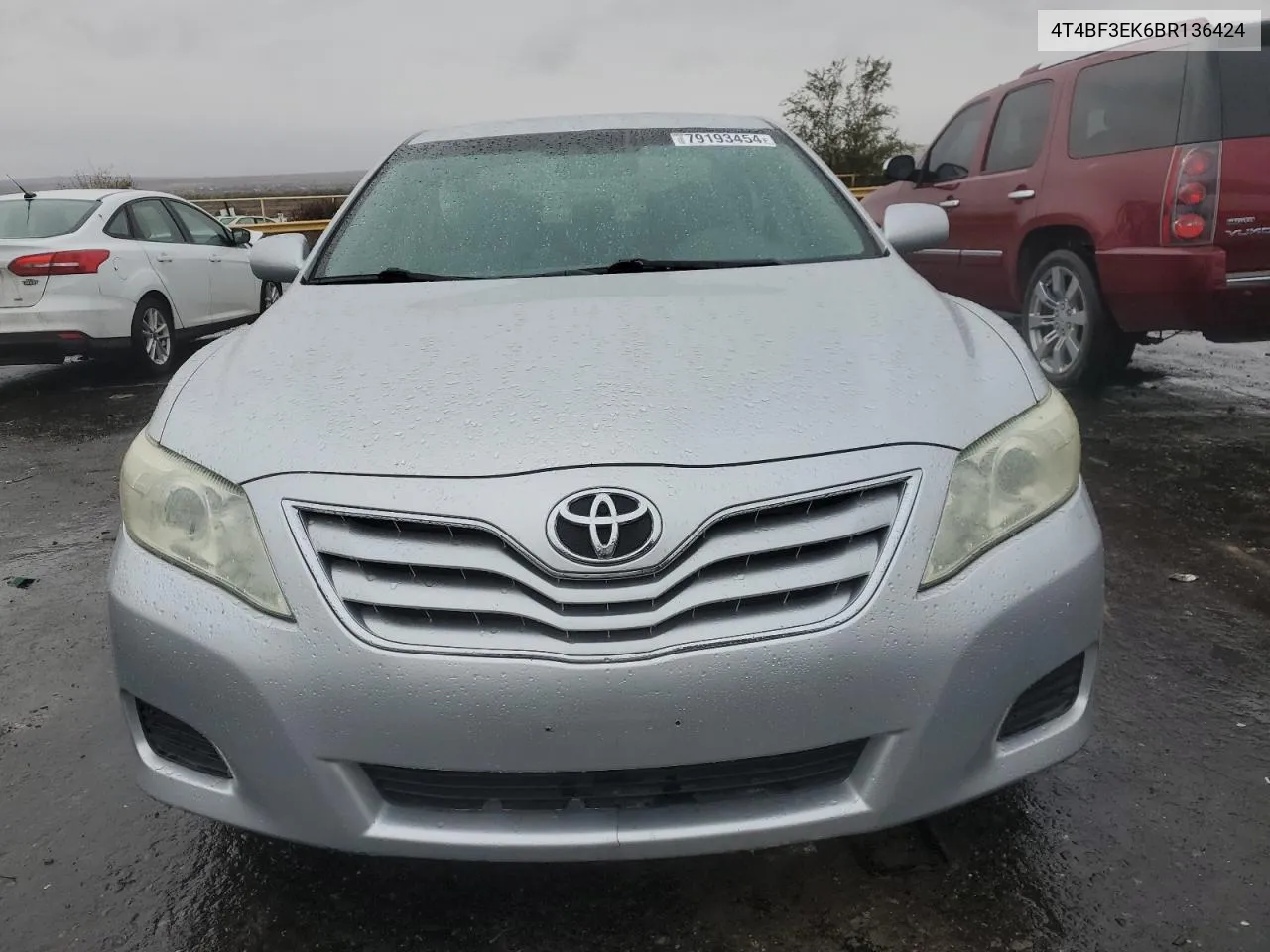 2011 Toyota Camry Base VIN: 4T4BF3EK6BR136424 Lot: 79193454