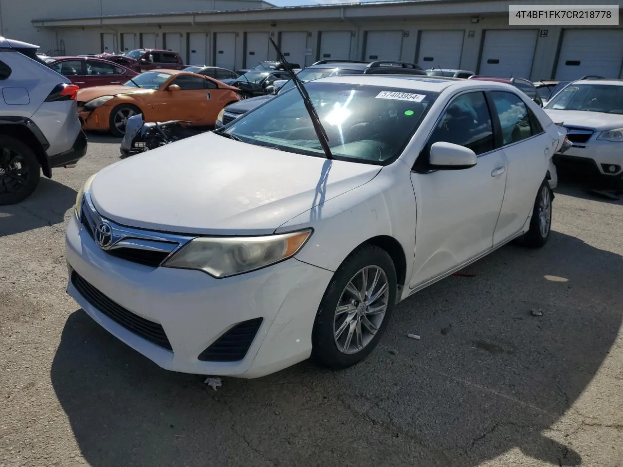 2012 Toyota Camry Base VIN: 4T4BF1FK7CR218778 Lot: 57403954