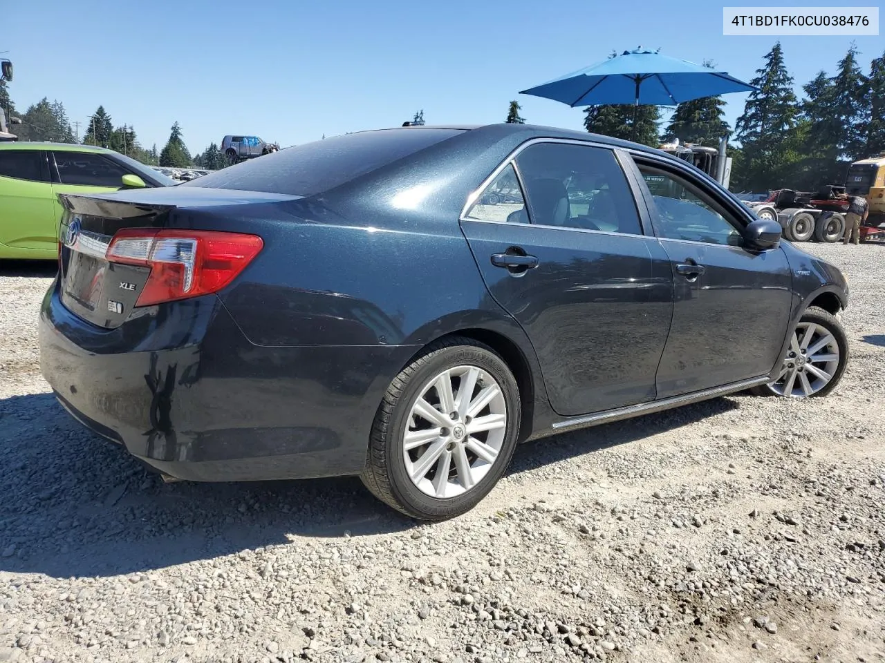 2012 Toyota Camry Hybrid VIN: 4T1BD1FK0CU038476 Lot: 62321824