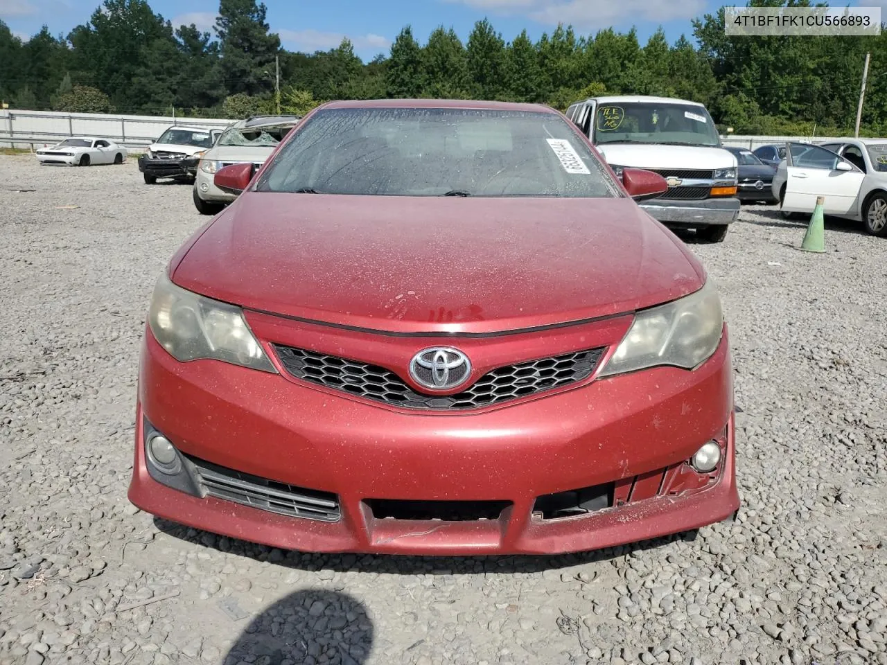 2012 Toyota Camry Base VIN: 4T1BF1FK1CU566893 Lot: 66325144