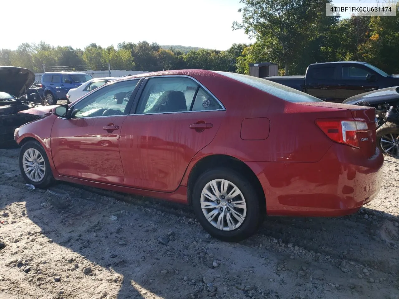 2012 Toyota Camry Base VIN: 4T1BF1FK0CU631474 Lot: 70236274