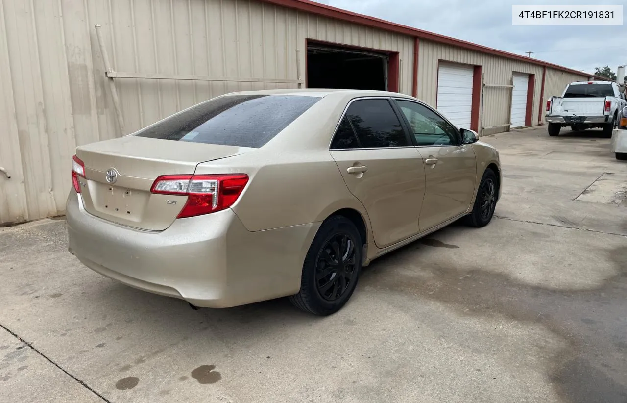 2012 Toyota Camry Base VIN: 4T4BF1FK2CR191831 Lot: 71411924