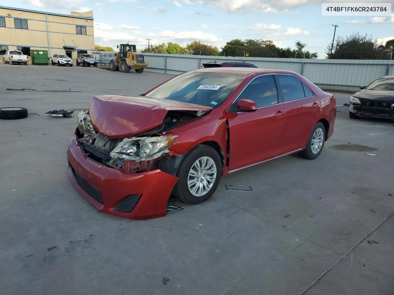 2012 Toyota Camry Base VIN: 4T4BF1FK6CR243784 Lot: 72043284