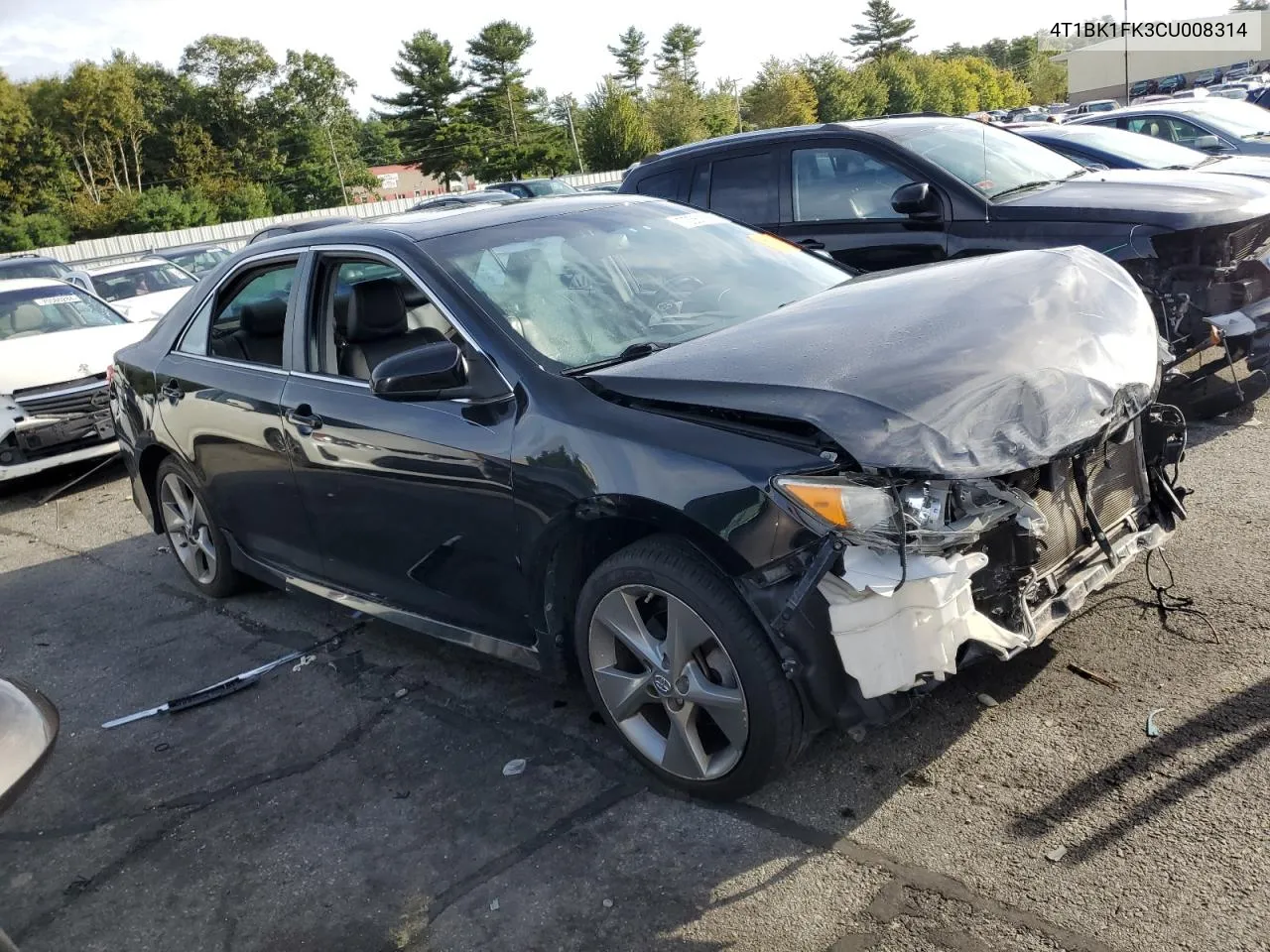 2012 Toyota Camry Se VIN: 4T1BK1FK3CU008314 Lot: 72351584