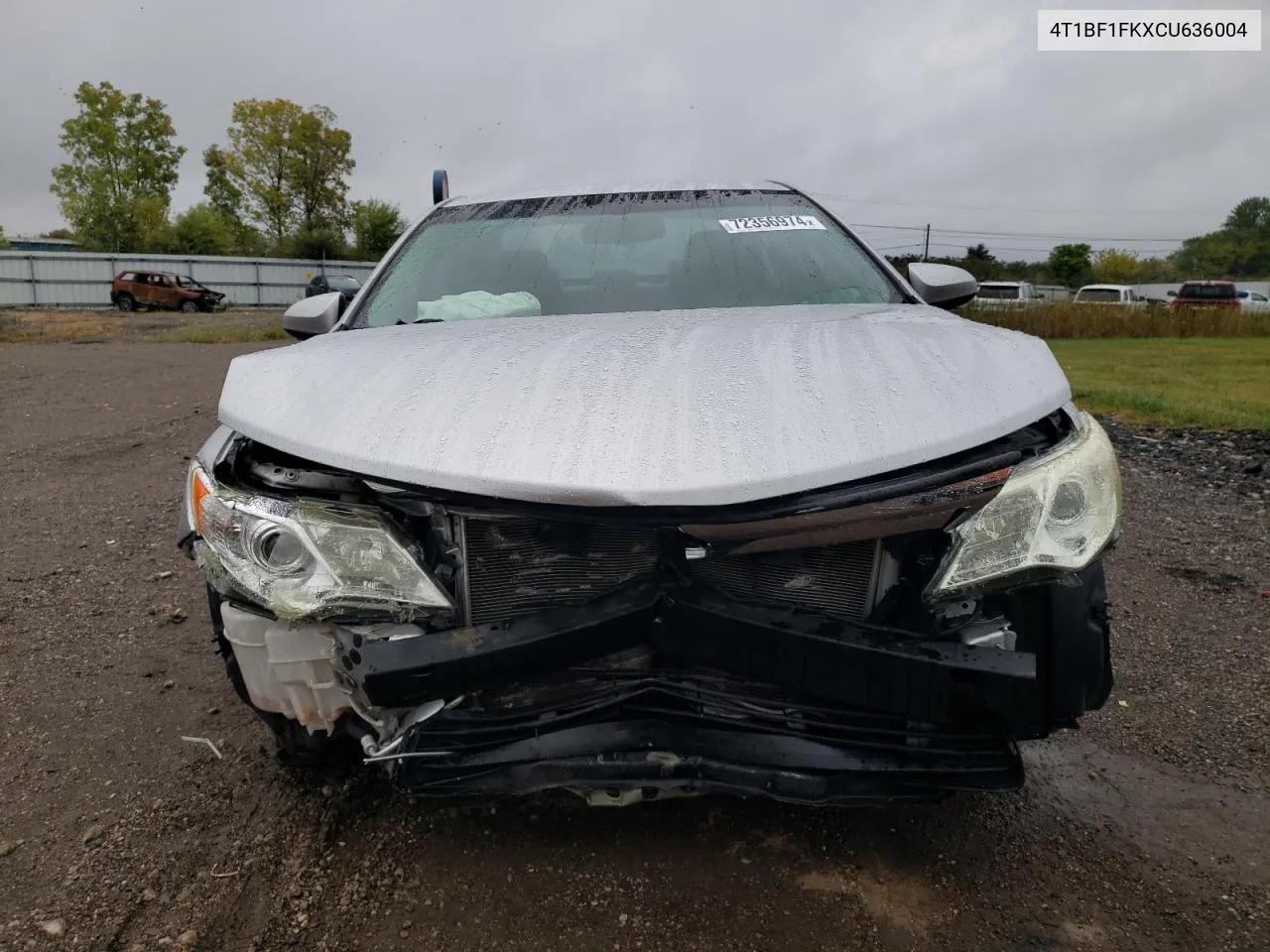 2012 Toyota Camry Base VIN: 4T1BF1FKXCU636004 Lot: 72356974