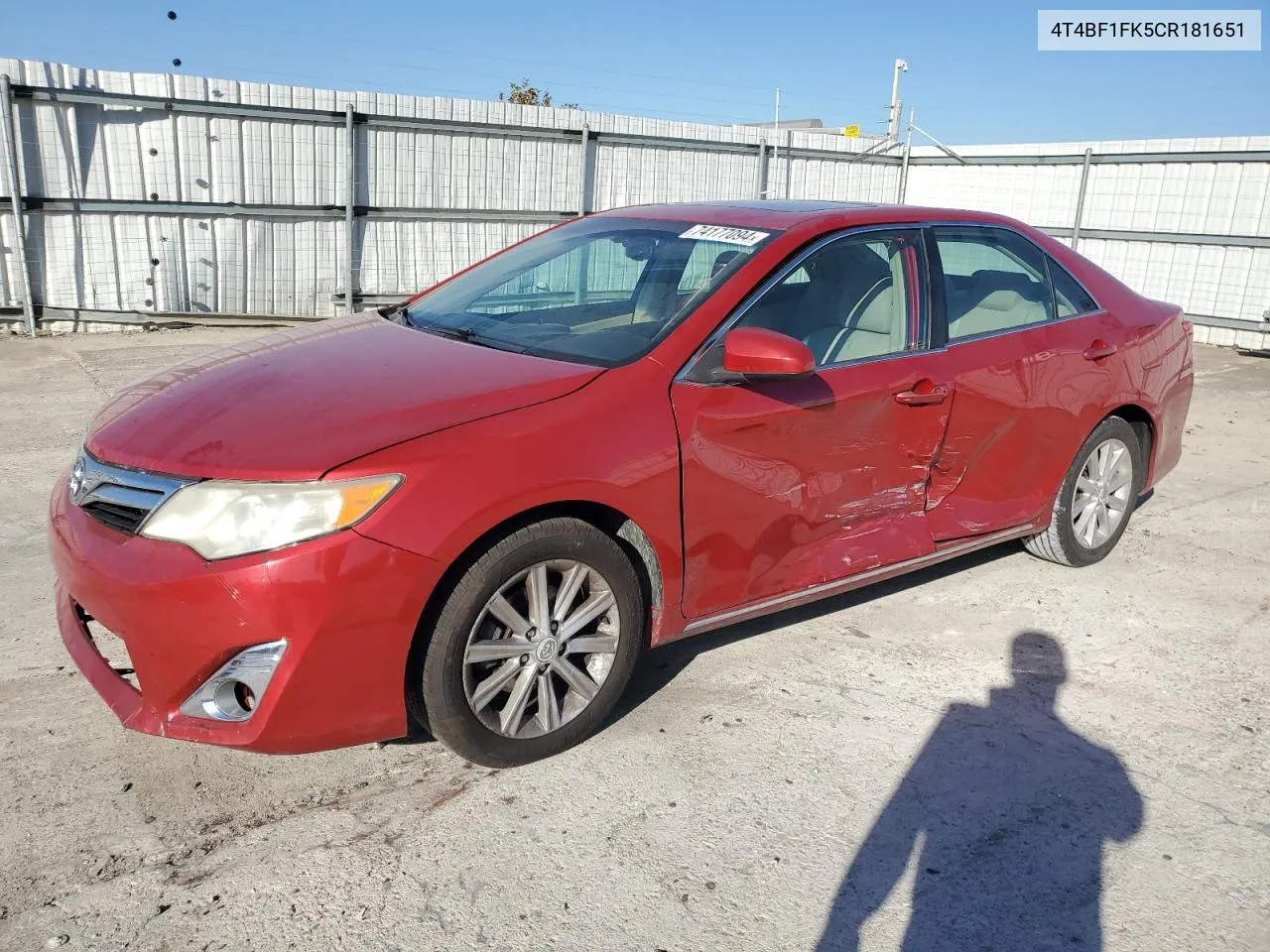 2012 Toyota Camry Base VIN: 4T4BF1FK5CR181651 Lot: 74177094