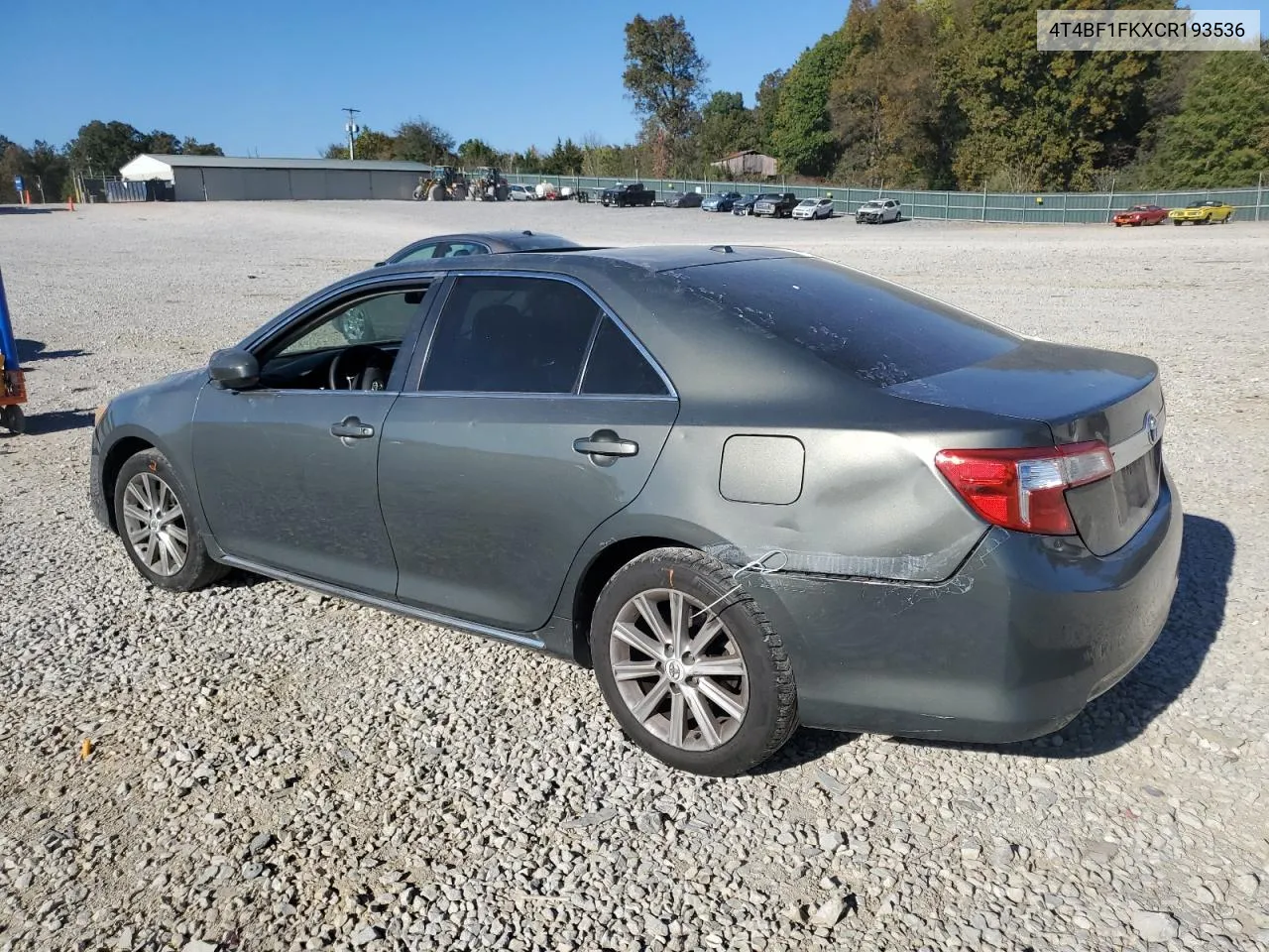 2012 Toyota Camry Base VIN: 4T4BF1FKXCR193536 Lot: 76800174