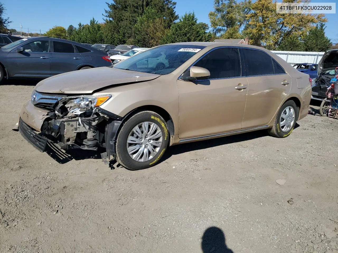 2012 Toyota Camry Base VIN: 4T1BF1FK3CU022928 Lot: 76865784