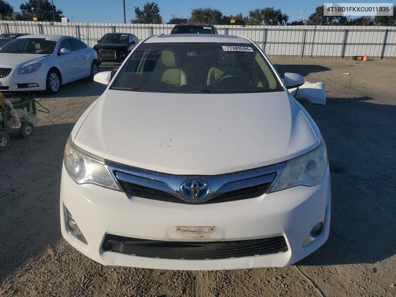 2012 Toyota Camry Hybrid VIN: 4T1BD1FKXCU011835 Lot: 77489594