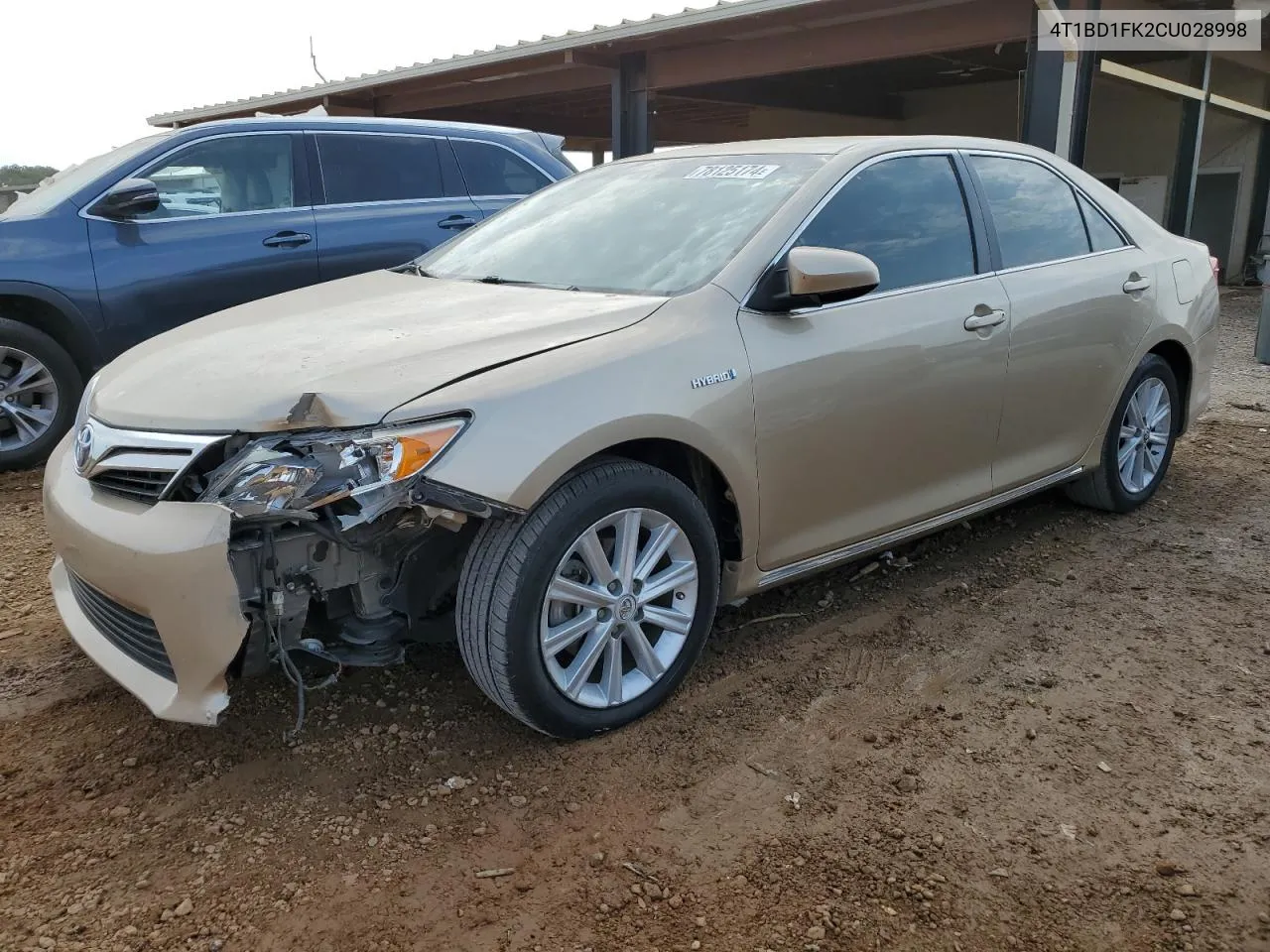 2012 Toyota Camry Hybrid VIN: 4T1BD1FK2CU028998 Lot: 78125174