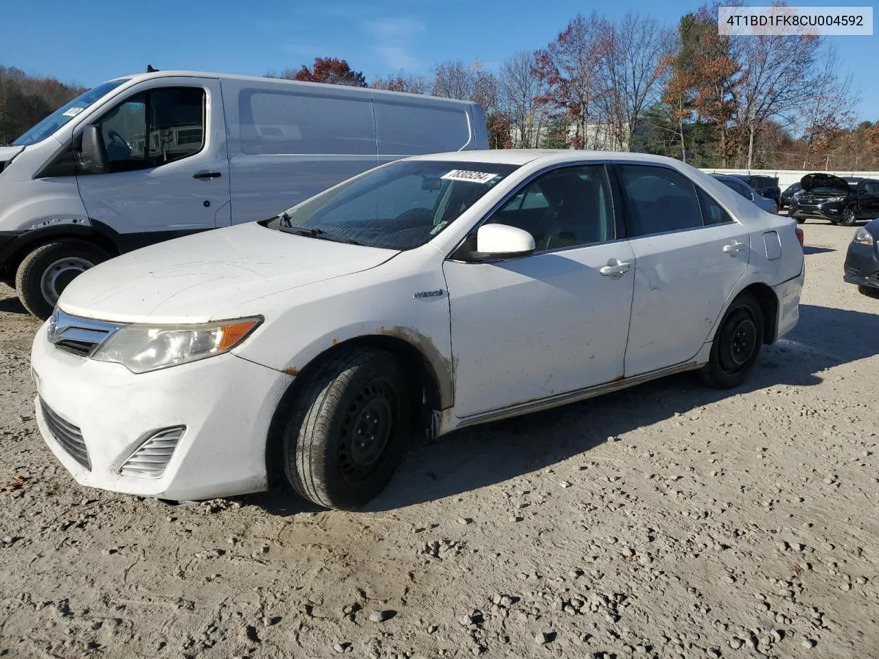 2012 Toyota Camry Hybrid VIN: 4T1BD1FK8CU004592 Lot: 78305264