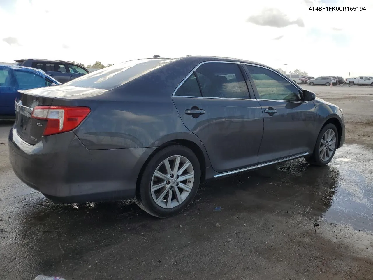 2012 Toyota Camry Base VIN: 4T4BF1FK0CR165194 Lot: 78530904