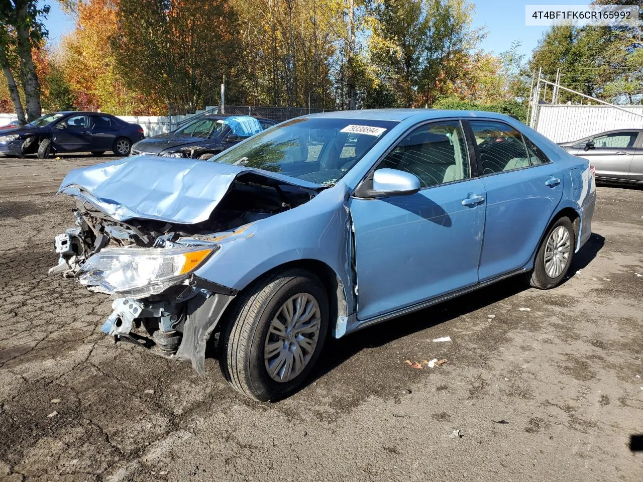 2012 Toyota Camry Base VIN: 4T4BF1FK6CR165992 Lot: 79338894