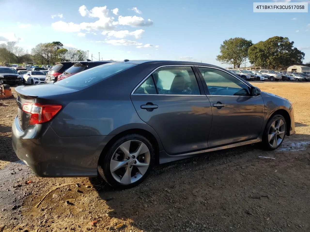 2012 Toyota Camry Se VIN: 4T1BK1FK3CU517058 Lot: 79502154