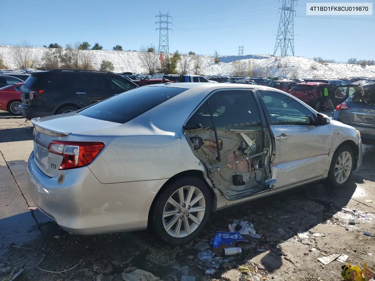 2012 Toyota Camry Hybrid VIN: 4T1BD1FK8CU019870 Lot: 79574604