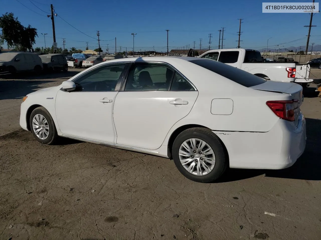 2012 Toyota Camry Hybrid VIN: 4T1BD1FK8CU002034 Lot: 80134144