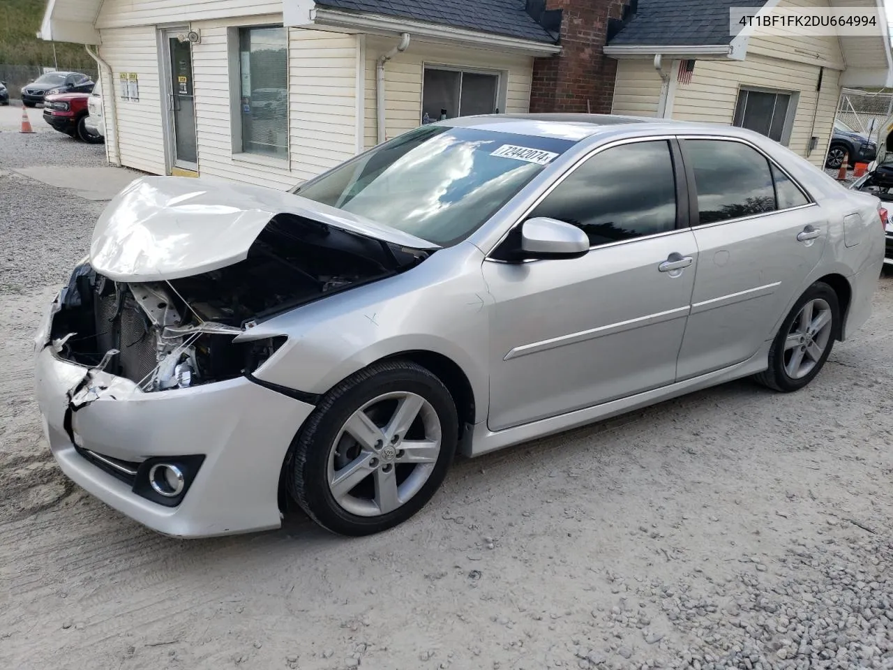 2013 Toyota Camry L VIN: 4T1BF1FK2DU664994 Lot: 72442074