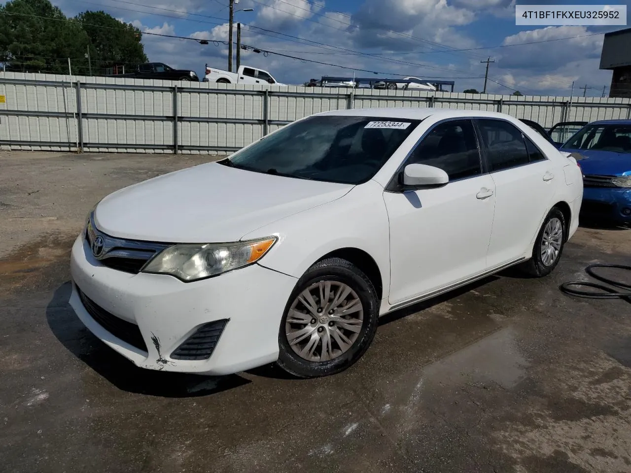 2014 Toyota Camry L VIN: 4T1BF1FKXEU325952 Lot: 72253344