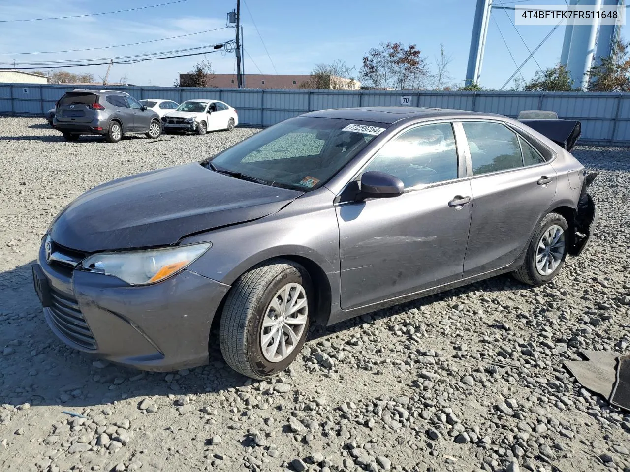 2015 Toyota Camry Le VIN: 4T4BF1FK7FR511648 Lot: 77259254