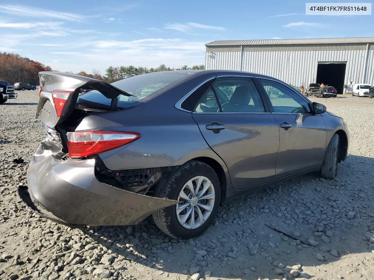 2015 Toyota Camry Le VIN: 4T4BF1FK7FR511648 Lot: 77259254