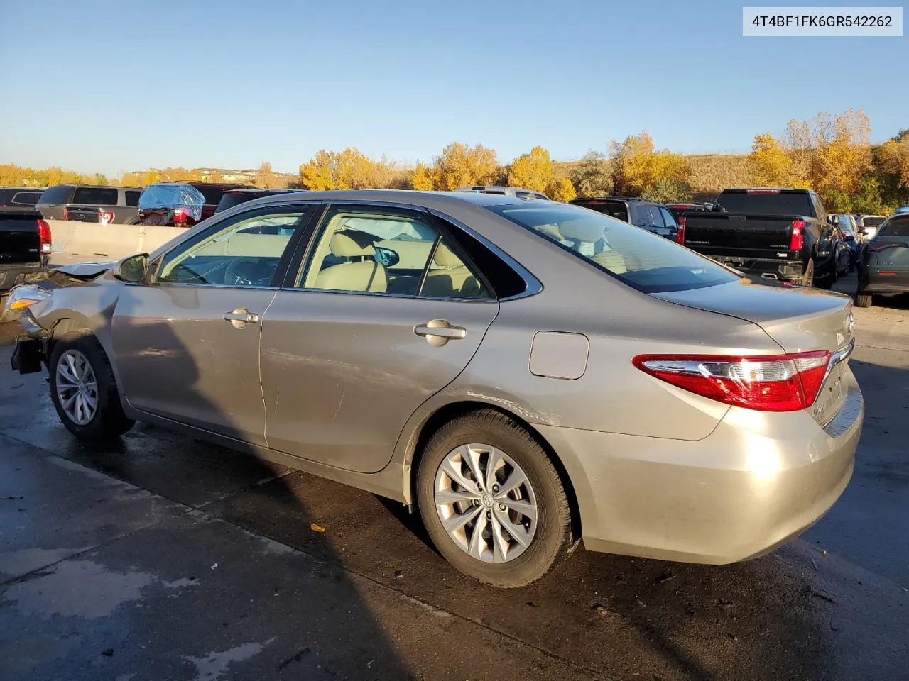 2016 Toyota Camry Le VIN: 4T4BF1FK6GR542262 Lot: 77703404