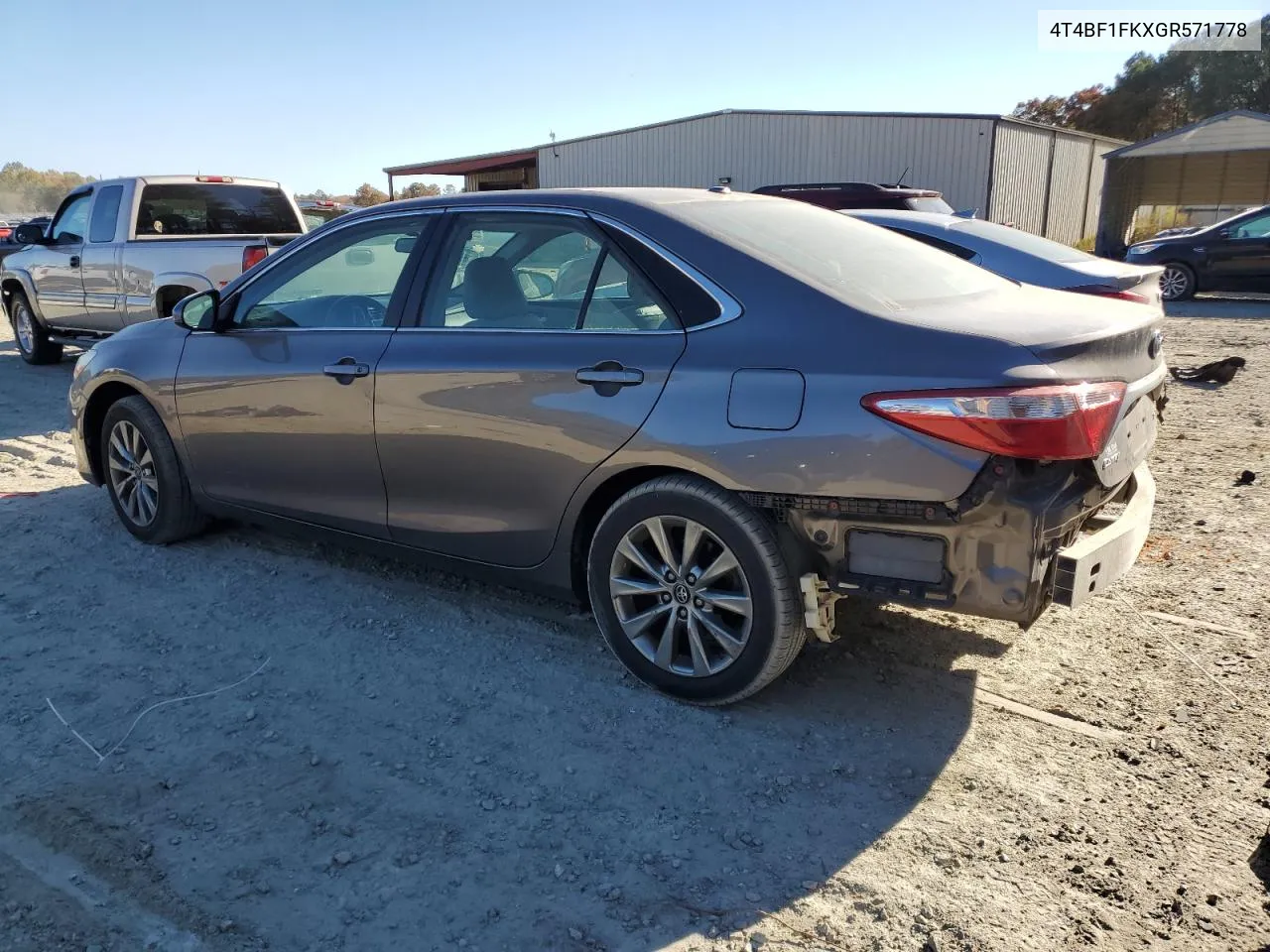 2016 Toyota Camry Le VIN: 4T4BF1FKXGR571778 Lot: 77950724