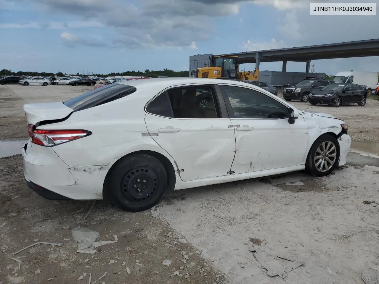 2018 Toyota Camry L VIN: JTNB11HK0J3034940 Lot: 71604684