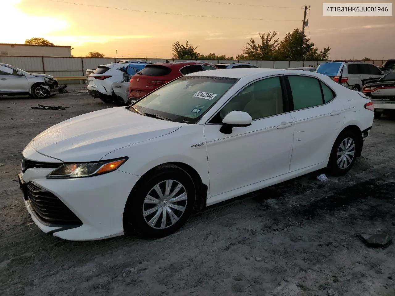 2018 Toyota Camry Le VIN: 4T1B31HK6JU001946 Lot: 72152344