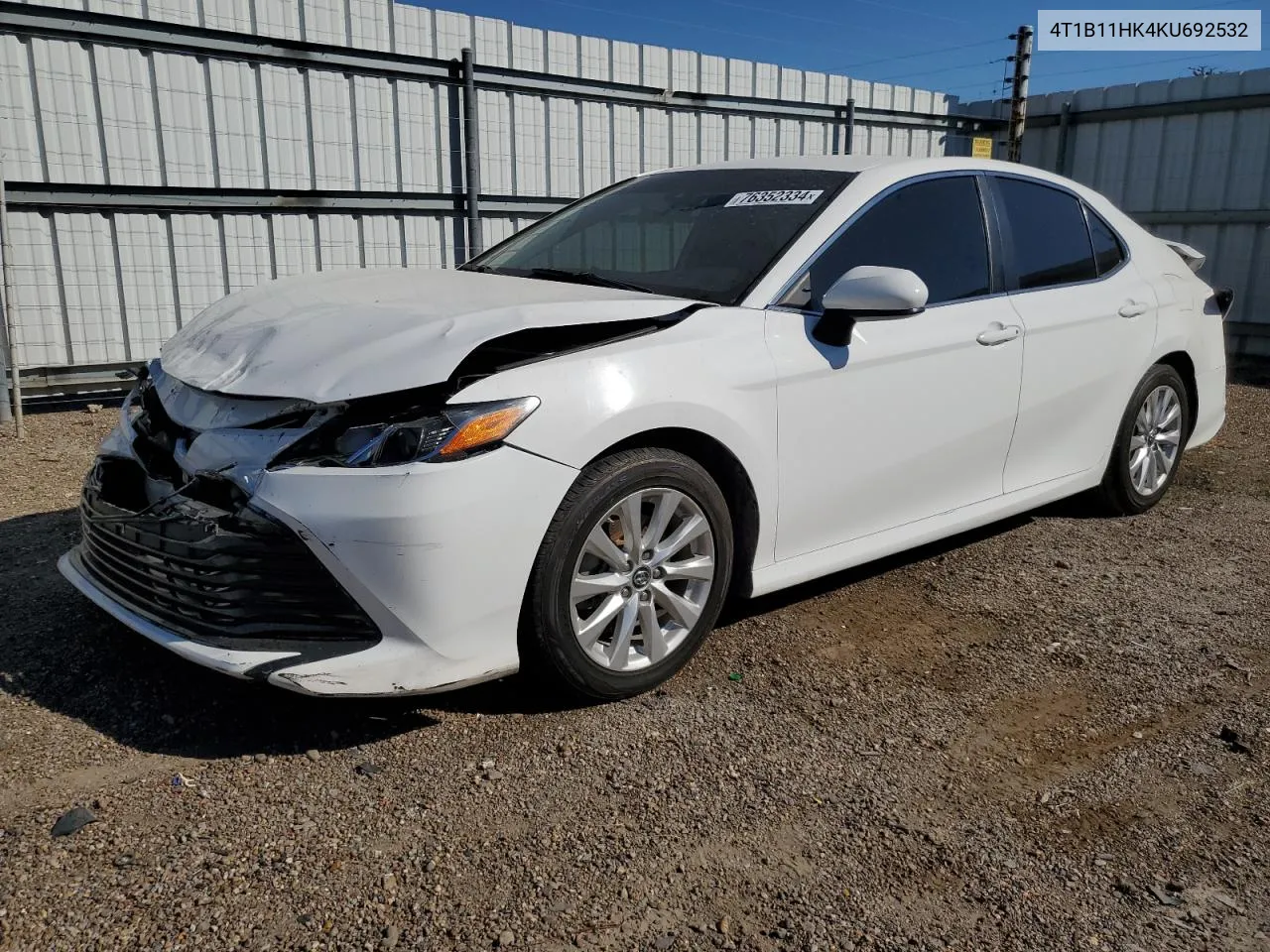 2019 Toyota Camry L VIN: 4T1B11HK4KU692532 Lot: 76352334