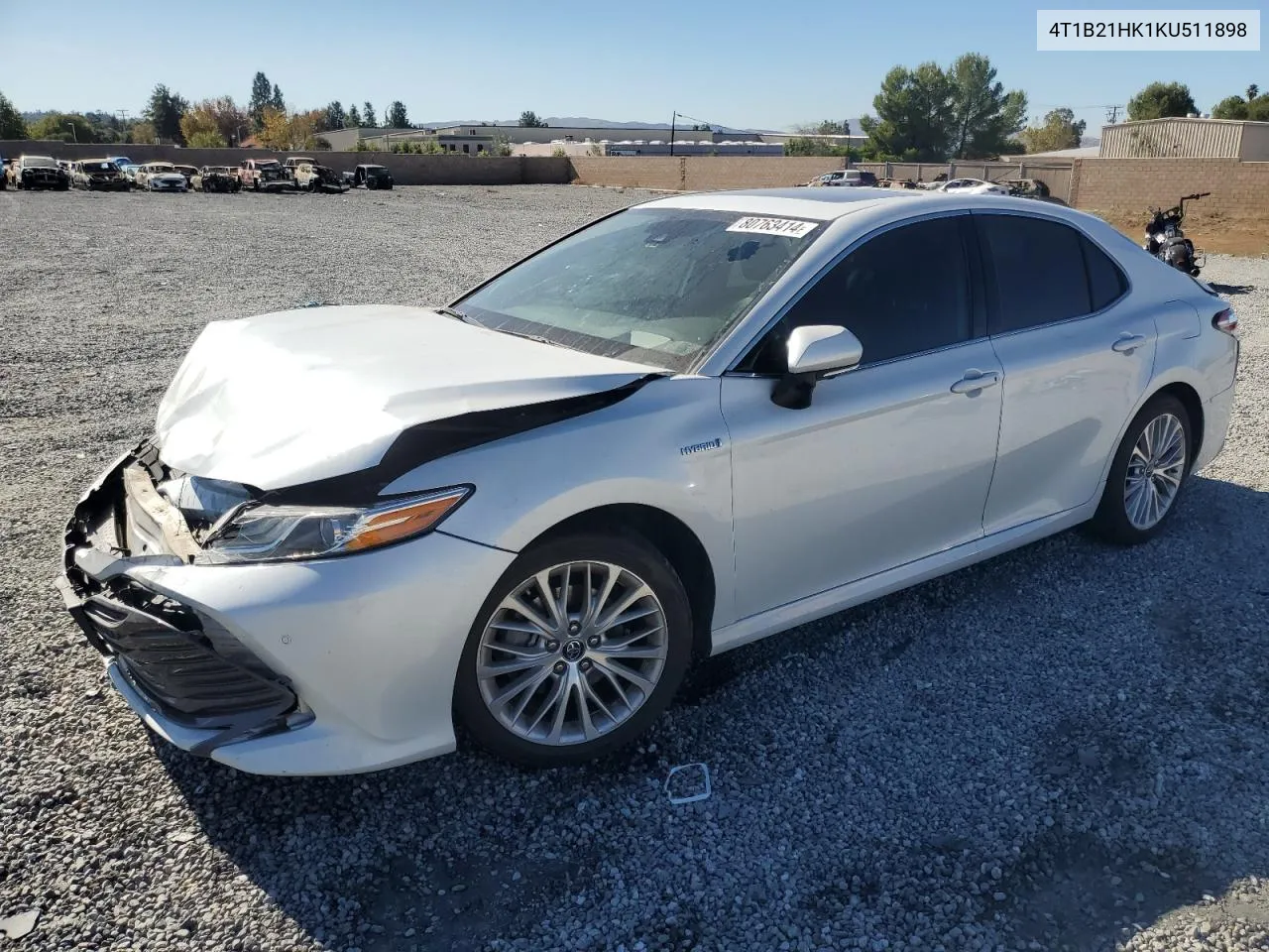 2019 Toyota Camry Hybrid VIN: 4T1B21HK1KU511898 Lot: 80763414