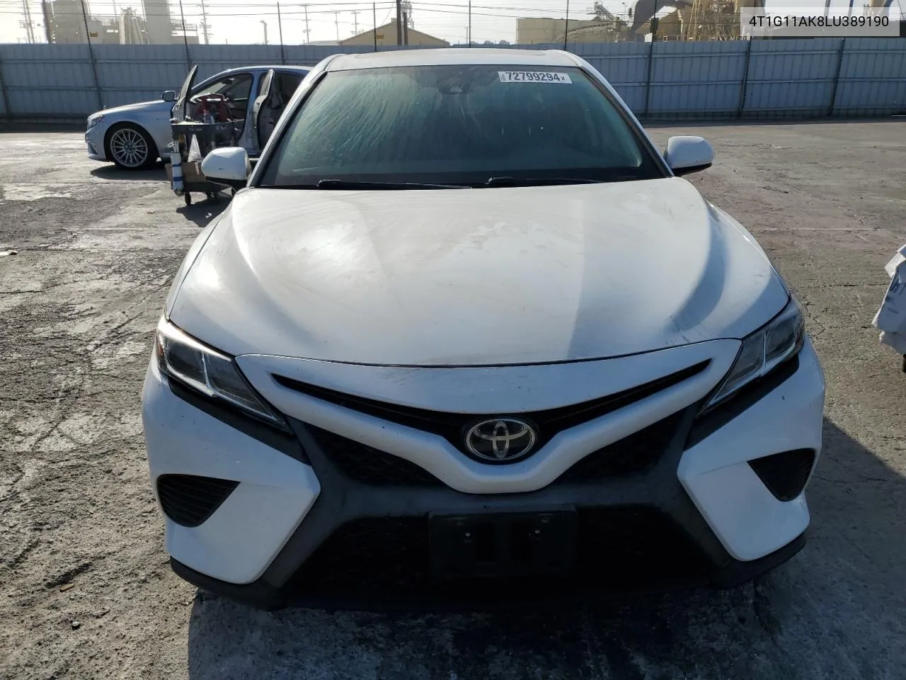 2020 Toyota Camry Se VIN: 4T1G11AK8LU389190 Lot: 72799294