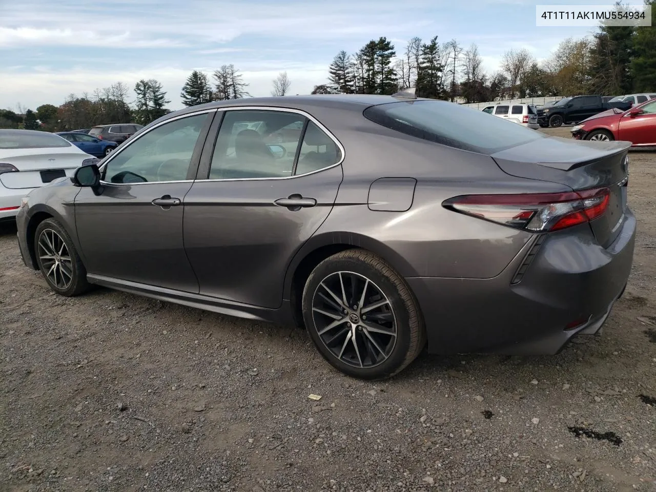 2021 Toyota Camry Se VIN: 4T1T11AK1MU554934 Lot: 77741004