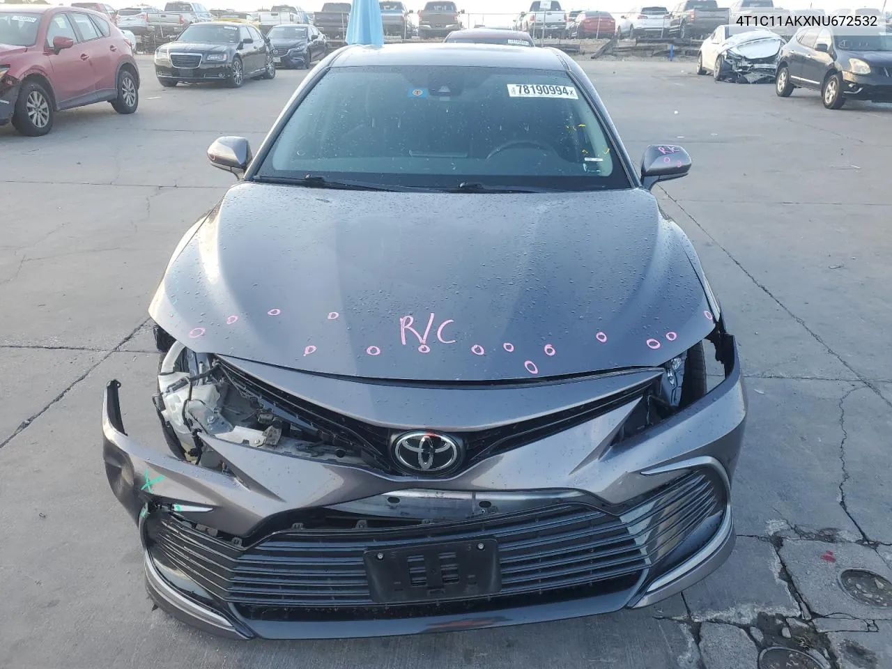 2022 Toyota Camry Le VIN: 4T1C11AKXNU672532 Lot: 78190994