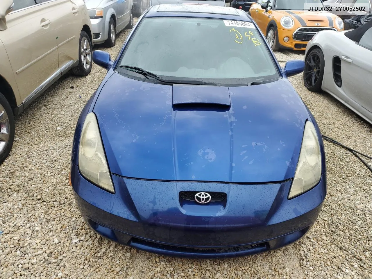 2000 Toyota Celica Gt VIN: JTDDR32T2Y0052502 Lot: 74485804