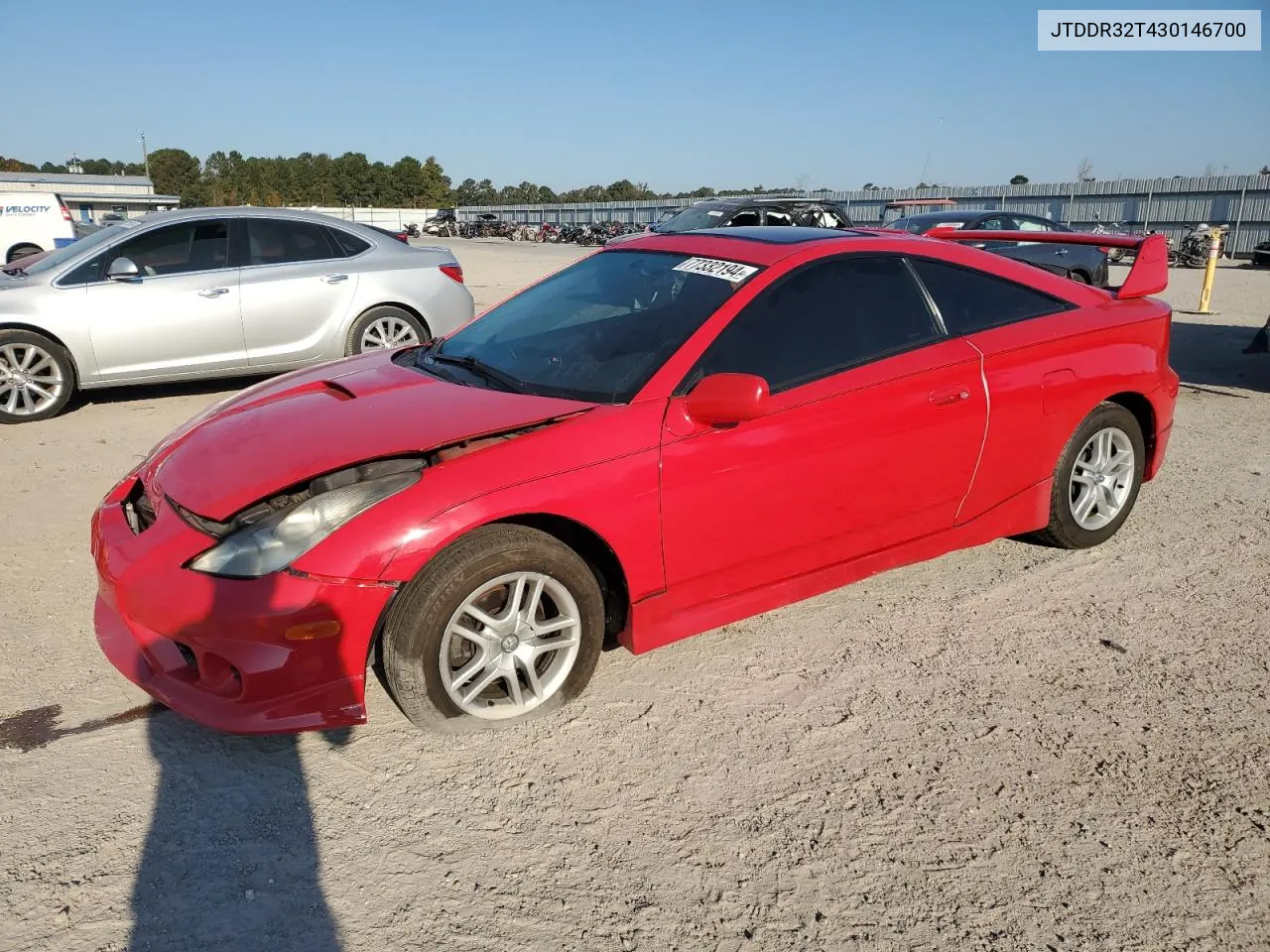 2003 Toyota Celica Gt VIN: JTDDR32T430146700 Lot: 77332194