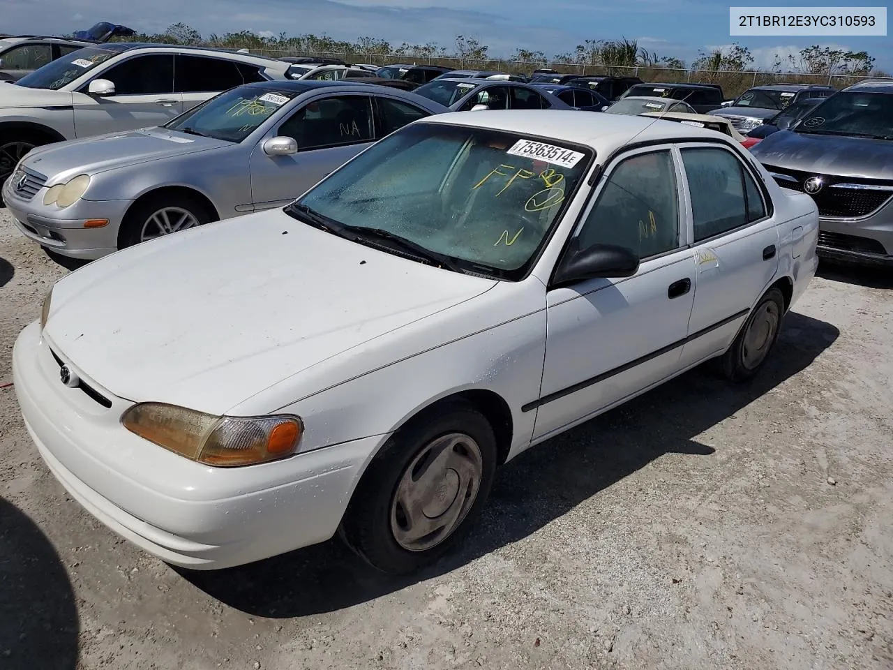 2000 Toyota Corolla Ve VIN: 2T1BR12E3YC310593 Lot: 75363514