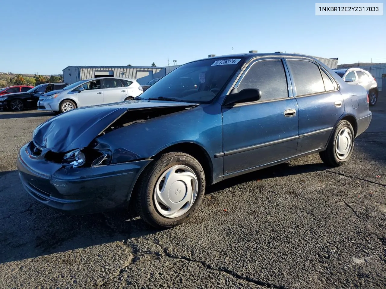 2000 Toyota Corolla Ve VIN: 1NXBR12E2YZ317033 Lot: 76705224