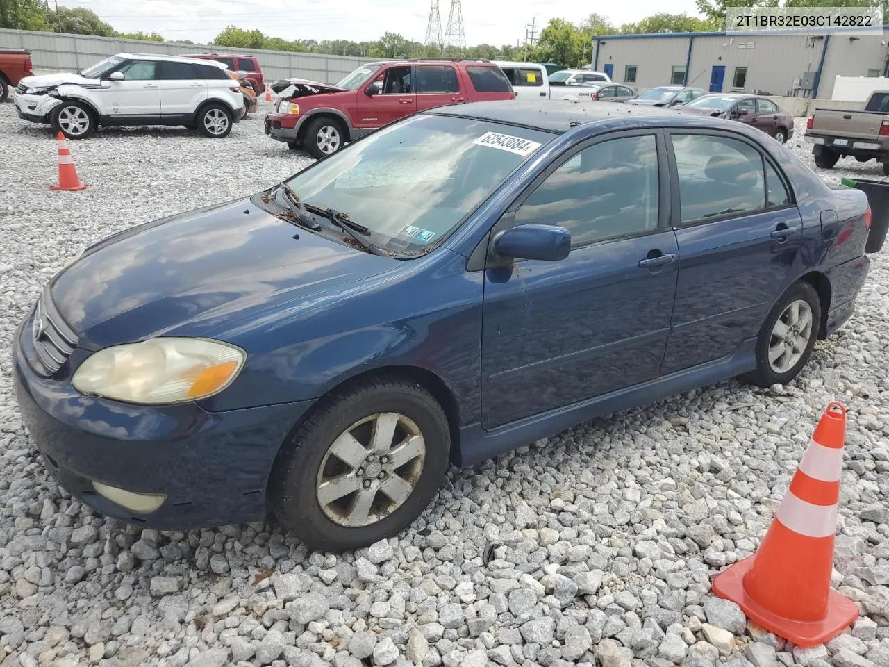 2003 Toyota Corolla Ce VIN: 2T1BR32E03C142822 Lot: 62543084